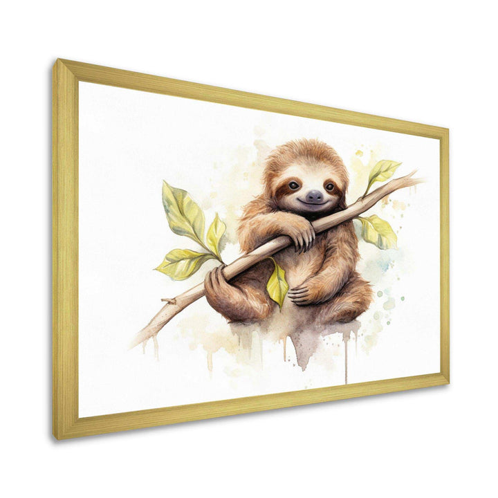 Lazy Sloth - Animals Canvas Wall Art