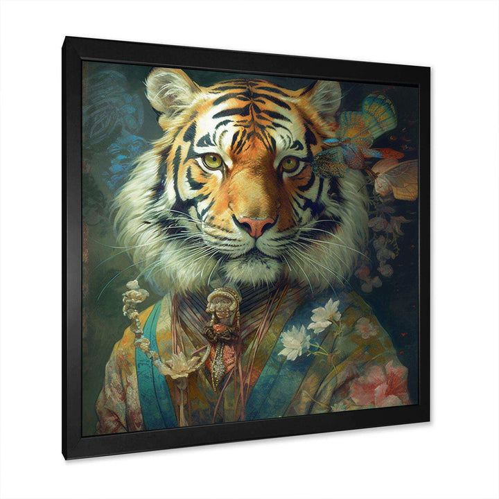 Vintage Tiger Portrait - Animals Canvas Wall Art