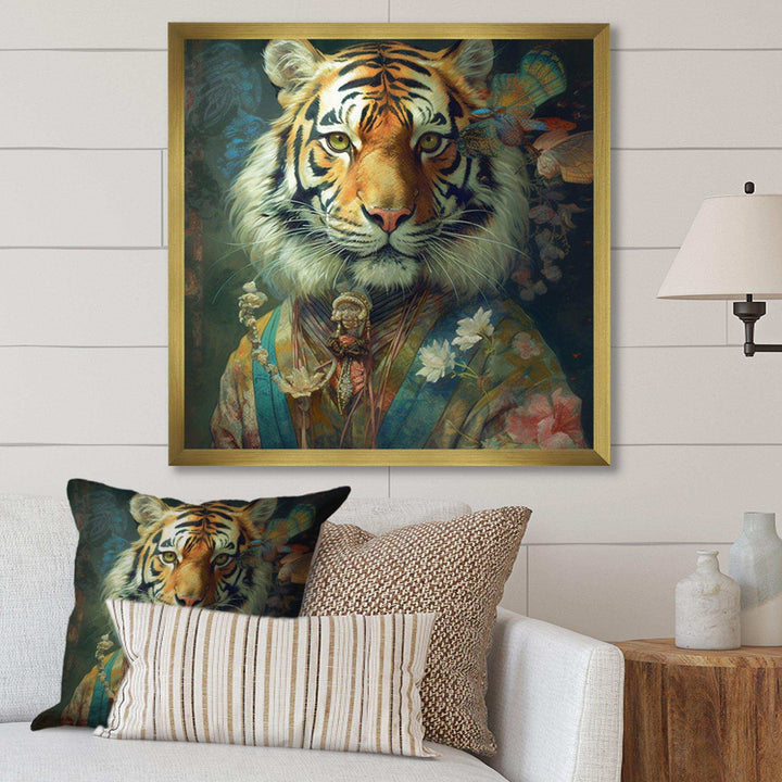 Vintage Tiger Portrait - Animals Canvas Wall Art