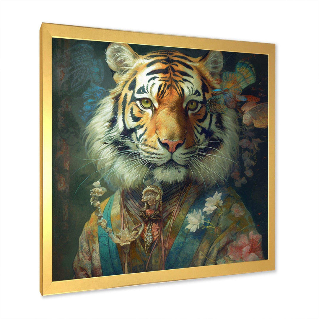 Vintage Tiger Portrait - Animals Canvas Wall Art