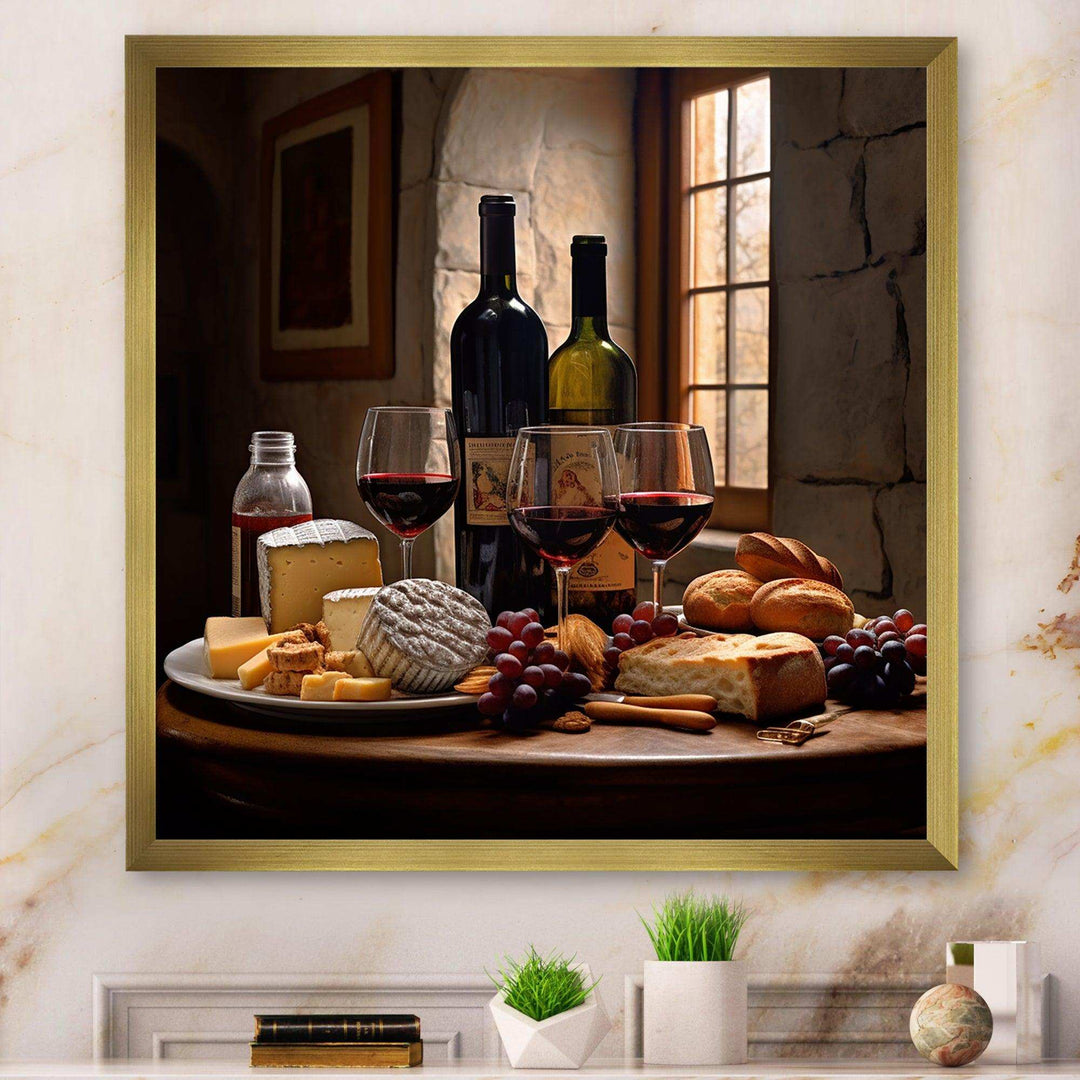 Cheese and Wine I - Food &amp; Beverage Canvas Wall Art
