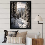 Frosty Snow Forest Path II - Landscapes Canvas Wall Art