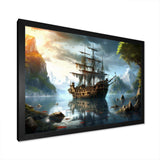 Pirate Ship At Sea - People Canvas Wall Art