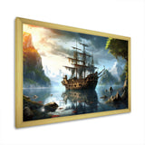 Pirate Ship At Sea - People Canvas Wall Art