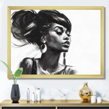 Black and White African American Woman V - Fashion Canvas Wall Art