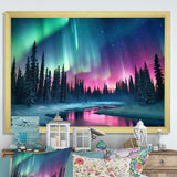 Northern Lights In Alaska II - Landscapes Canvas Wall Art