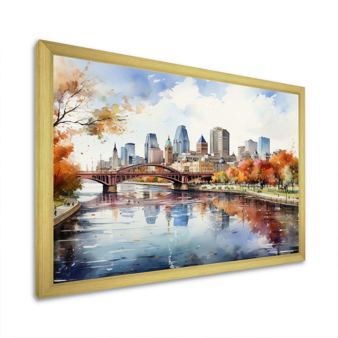 Minneapolis City In Autumn I - Cityscapes Canvas Wall Art