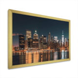 Reflection Of New York City At Night - Cityscapes Canvas Wall Art