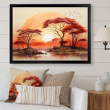 Red Yellow African Landscape - Landscapes Canvas Wall Art