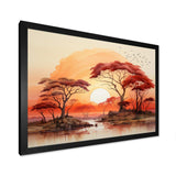 Red Yellow African Landscape - Landscapes Canvas Wall Art