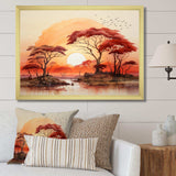 Red Yellow African Landscape - Landscapes Canvas Wall Art