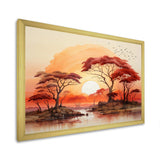 Red Yellow African Landscape - Landscapes Canvas Wall Art