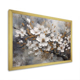 White Grey Cherry Blossum Harmony I - Floral Canvas Wall Art