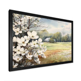 White Grey Dogwood At The Farm I - Floral Canvas Wall Art