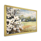 White Grey Dogwood At The Farm I - Floral Canvas Wall Art