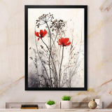 Red Grey Herb Garden I - Floral Canvas Wall Art