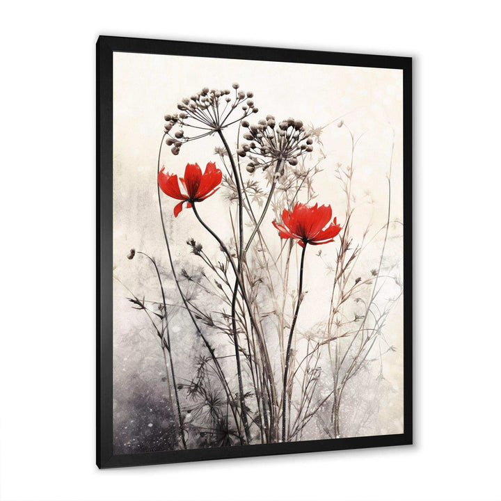 Red Grey Herb Garden I - Floral Canvas Wall Art