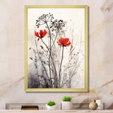 Red Grey Herb Garden I - Floral Canvas Wall Art