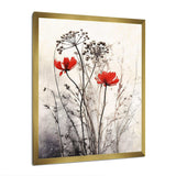 Red Grey Herb Garden I - Floral Canvas Wall Art