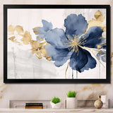 Blue White Hibiscus Tropical Harmony Flowers I - Floral Canvas Wall Art