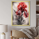 Red Black Iris Petal II - Floral Canvas Wall Art