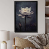 Grey Monochrome Lotus Symphony III - Floral Canvas Wall Art