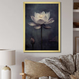 Grey Monochrome Lotus Symphony III - Floral Canvas Wall Art