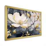 Yellow Grey Magnolias Nature Elegance III - Floral Canvas Wall Art