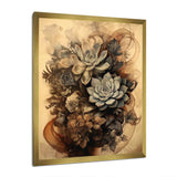 Grey Brown Succulent Resilience - Floral Canvas Wall Art