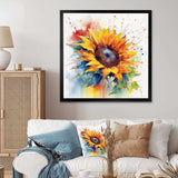 Yellow Blue Golden Sunflowers I - Floral Canvas Wall Art