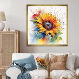 Yellow Blue Golden Sunflowers I - Floral Canvas Wall Art