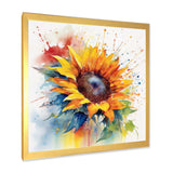 Yellow Blue Golden Sunflowers I - Floral Canvas Wall Art