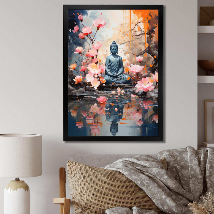 Floral Buddha In Meditation I - Spiritual Canvas Wall Art