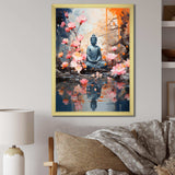 Floral Buddha In Meditation I - Spiritual Canvas Wall Art