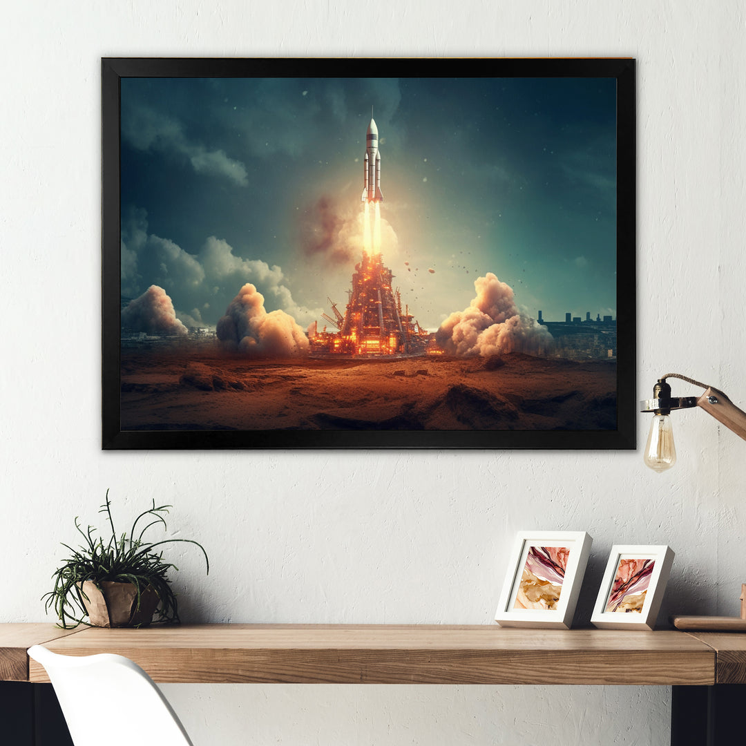 Vintage Spaceship Rocket I - Rocket Canvas Wall Art