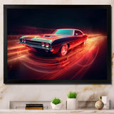 Muscle American Car Neon - Transportation Canvas Wall Art