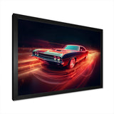 Muscle American Car Neon - Transportation Canvas Wall Art