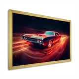 Muscle American Car Neon - Transportation Canvas Wall Art