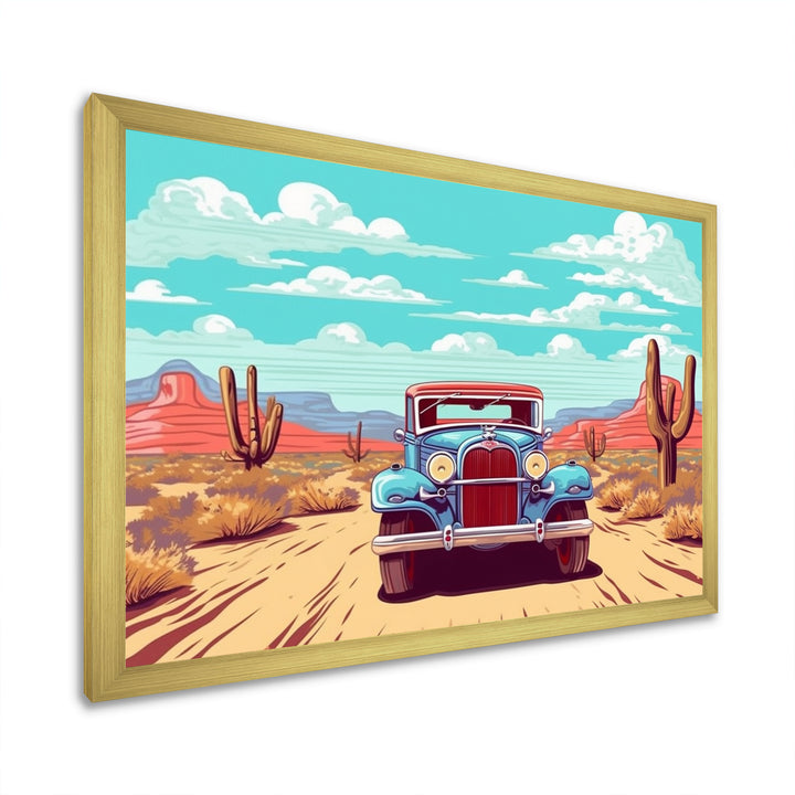 Old American Car In Nevada I - Car Old American Canvas Wall Art
