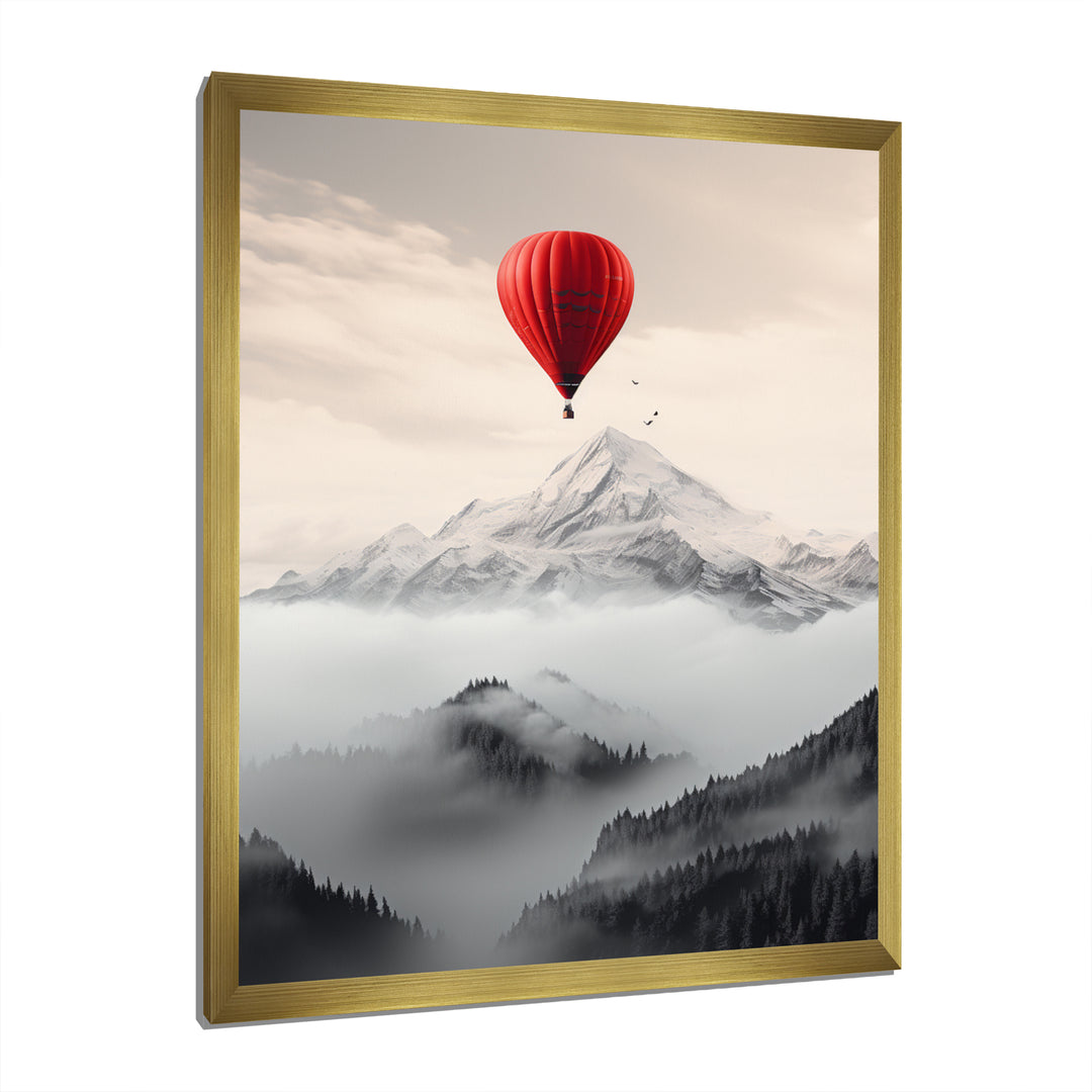 Hot Air Ballon In The Mountains I - Hot Air Balloon Canvas Wall Art