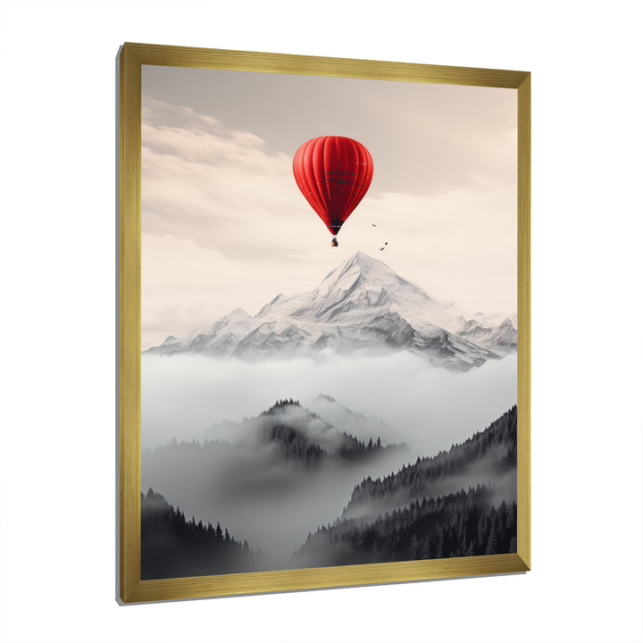 Hot Air Ballon In The Mountains I - Hot Air Balloon Canvas Wall Art