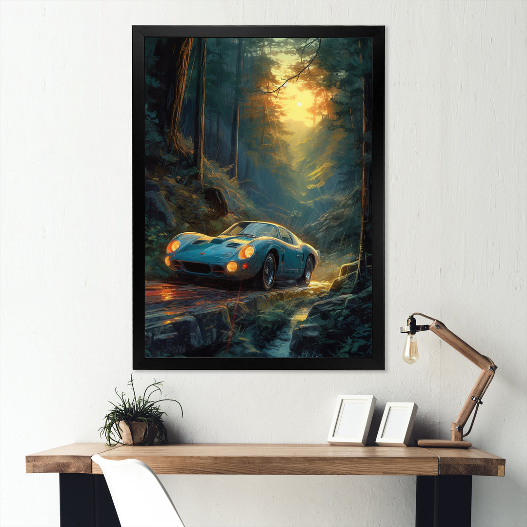 Forest Drives In Classic Car I - Car Vintage Canvas Wall Art