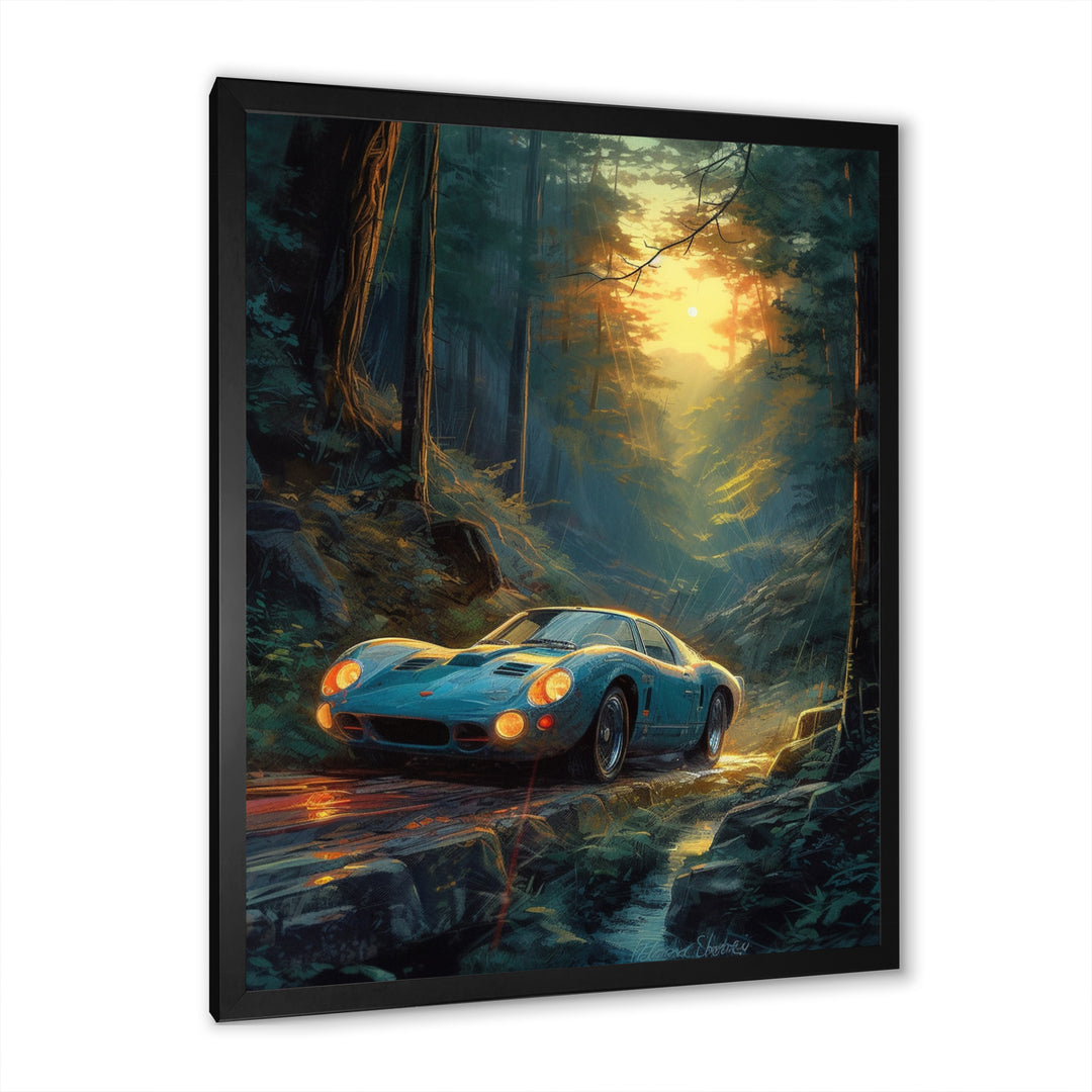 Forest Drives In Classic Car I - Car Vintage Canvas Wall Art