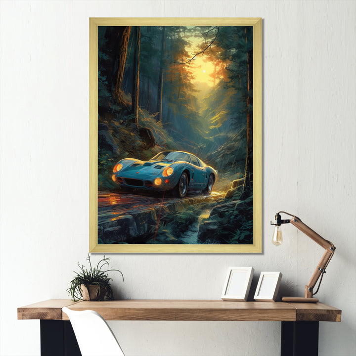 Forest Drives In Classic Car I - Car Vintage Canvas Wall Art