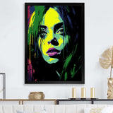 Popart Emerald Eilish Portrait - Abstract Canvas Wall Art