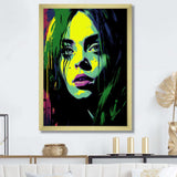 Popart Emerald Eilish Portrait - Abstract Canvas Wall Art