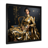 Glamorous Sparkling Gold African American Woman Portrait - Abstract Canvas Wall Art