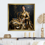 Glamorous Sparkling Gold African American Woman Portrait - Abstract Canvas Wall Art