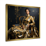 Glamorous Sparkling Gold African American Woman Portrait - Abstract Canvas Wall Art