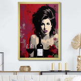 Popart Portrait Winehouse In Wine I - Abstract Canvas Wall Art